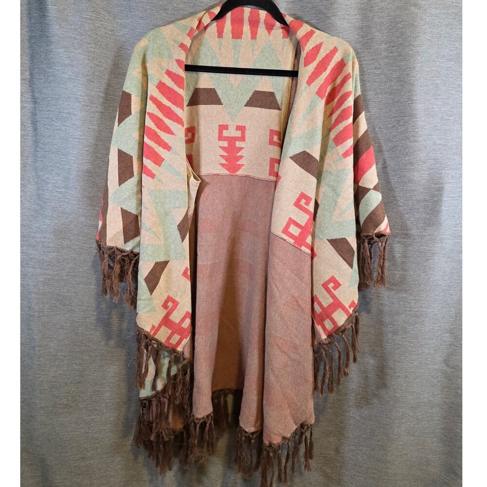 NWT Tasha Polizzi La Fonda Vest Aztec Tribal Shawl Poncho Jacket Cape Sweater